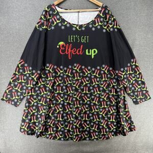 Funny Holiday Dress Women's Plus Size 4X Let’s Get Elfed Up Funny Christmas